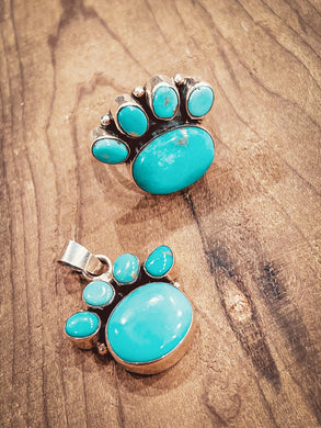 Turquoise Paw Ring {Size 8.5} & Pendent
