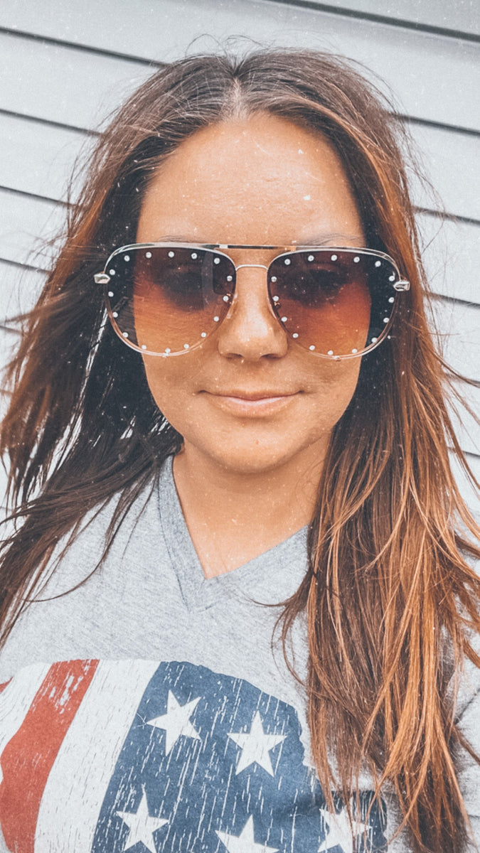 Showstopper Studded Aviator Sunglasses – The Dirt Road Fashionista