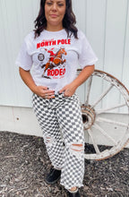 Checkered Distressed Denim Crop Jeans