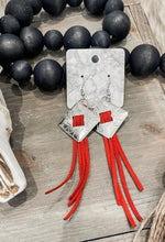 Square Concho Leather Tassel Earrings