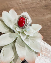 Red Coral Sterling Ring {7.75}