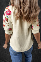 August Floral Embroidered Puff Sleeve Blouse