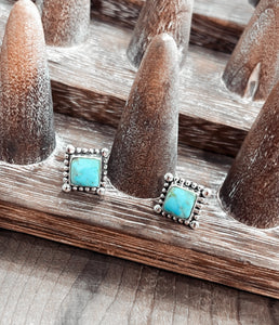 Turquoise & Sterling Stud Earrings