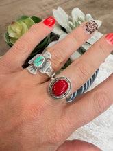 Red Coral Sterling Ring {7.75}