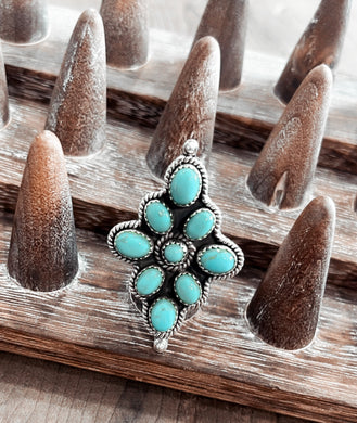 Sleeping Beauty Turquoise Cluster Ring {Size 8}