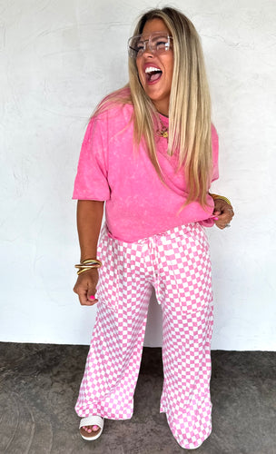 Regan Raw Hem Semi-Crop Tee {Hot Pink}
