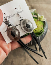 Round Concho Leather Tassel Earrings