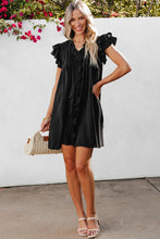 Pearl Ruffle Sleeve V Neck Frilled Shift Dress