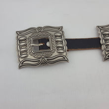 Western Silver Rectangular Concho Leather Belt - Brown or Black