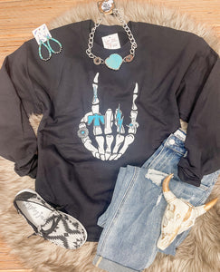 Cowgirl Bones Pullover Sweatshirt (Black)