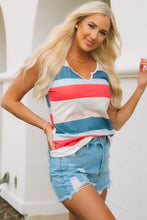 Angel Striped Color Block Notched Neck Tank Top