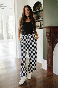 Checkered Wide Leg Comfs - Black Jack