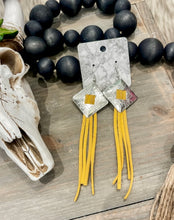 Square Concho Leather Tassel Earrings