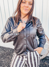 Leather Luxe Button Up Top {Midnight}