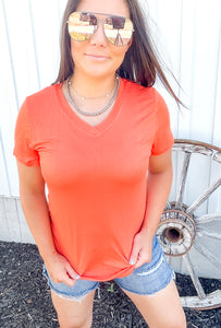 Just Your Basic V-Neck Tee {Orange}