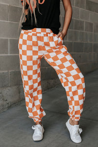 Pumpkin Spice Checkered Joggers {Ampersand}