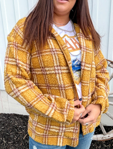 It’s All Gravy Sherpa Jacket {Mustard}