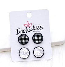 Buffalo Plaid Duo Studs Set