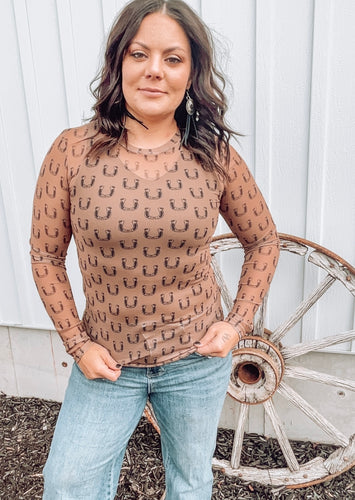 Lucky Horseshoes Mesh Long Sleeve