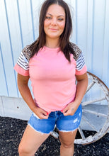 Leopard & Stripes Tee {Peach}