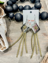 Square Concho Leather Tassel Earrings