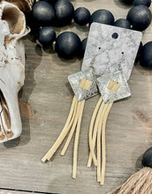 Square Concho Leather Tassel Earrings