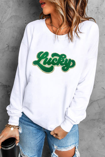 Brinley Chenille Lucky Pattern Sweatshirt