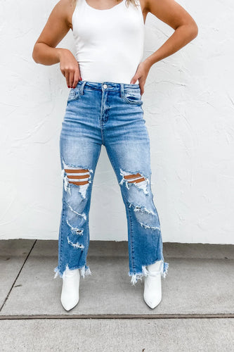 Urban Distressed Denim Crop Jeans