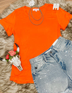 Just Your Basic V-Neck Tee {Orange}