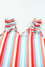 Elodie Striped V Neck Ruffle Straps Tank Top