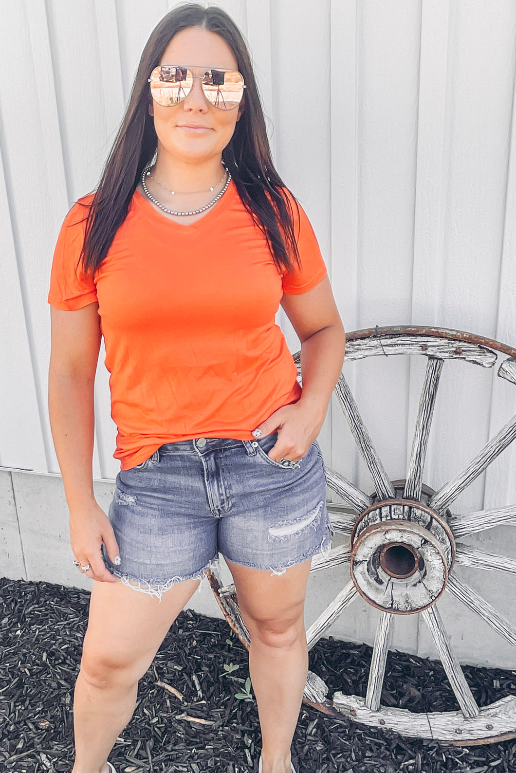 Just Your Basic V-Neck Tee {Orange}