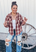 Mountain Morning Plaid Shacket {Red}