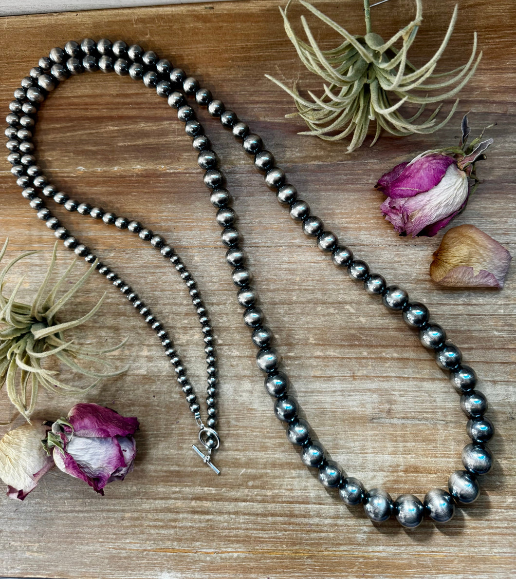 NFR Collection Necklace – Graduated Sterling Silver Pearls 6mm to 16mm 51”