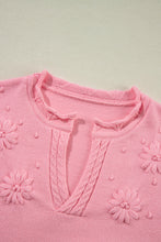 Ashlynn Flower Detail Knitted Notched Neck Sweater