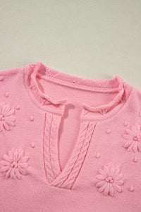 Ashlynn Flower Detail Knitted Notched Neck Sweater