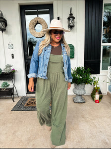 Karli Boho Overalls {Olive}