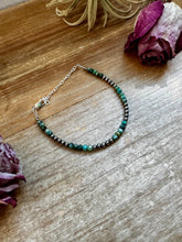 African Turquoise & Sterling Silver Pearl Bracelet – 3mm