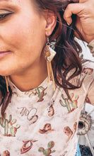 Square Concho Leather Tassel Earrings
