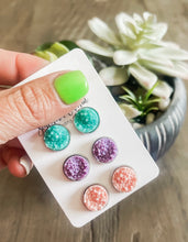 Punchy Pastels Stud Earrings Trio