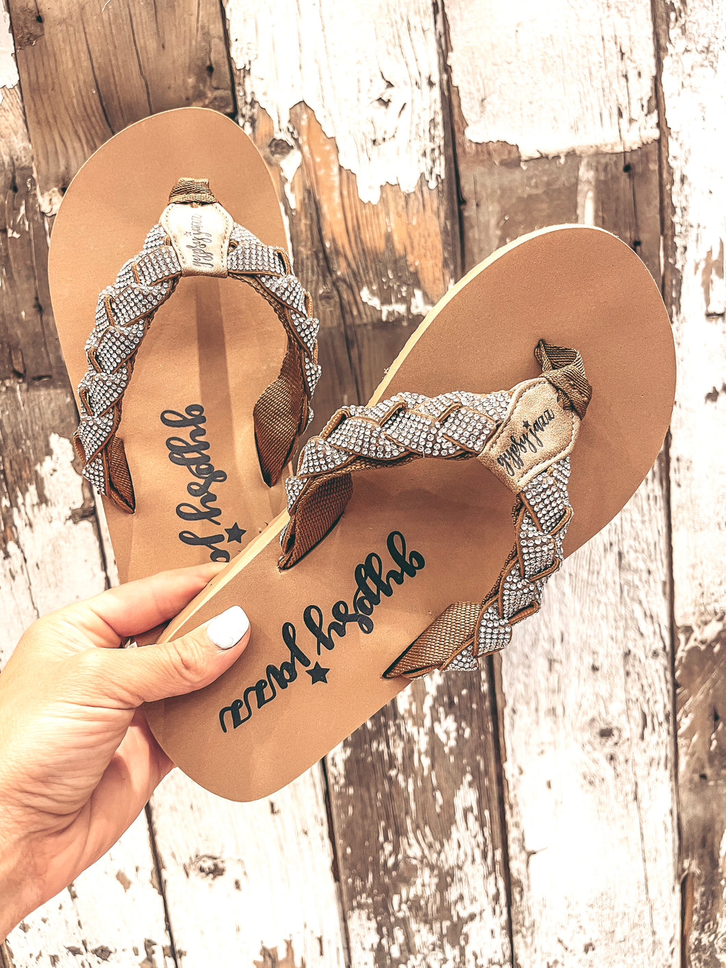 The Glimmer Flip Flop {Tan}