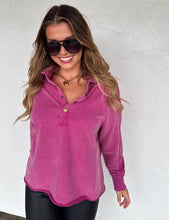 Marley Button Pullover {Fuschia}