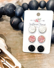 Blush, White, & Black Stud Earrings Trio
