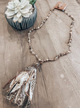 Brown Snakeskin Beaded Tassel Necklace