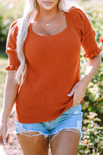 Amoura Textured Knit Bubble Sleeve Square Neck Top