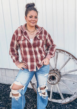 Mountain Morning Plaid Shacket {Red}