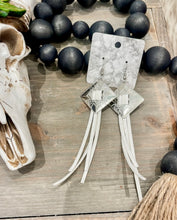 Square Concho Leather Tassel Earrings