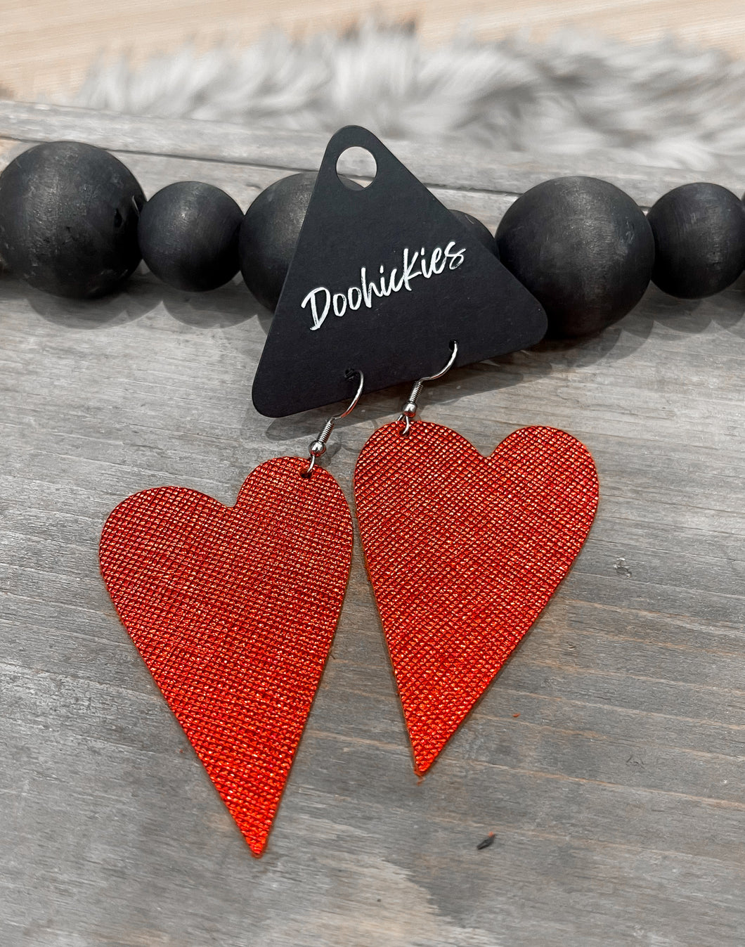 Saffiano Leather Heart Earrings