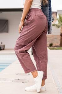 Mauve Cargo Crop Pants