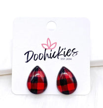 Buffalo Plaid Teardrop Studs