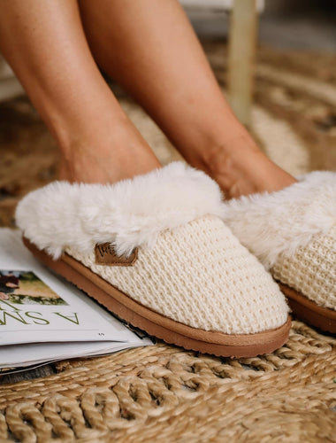 Sweater Fur Lined Slip Ons {Cream}